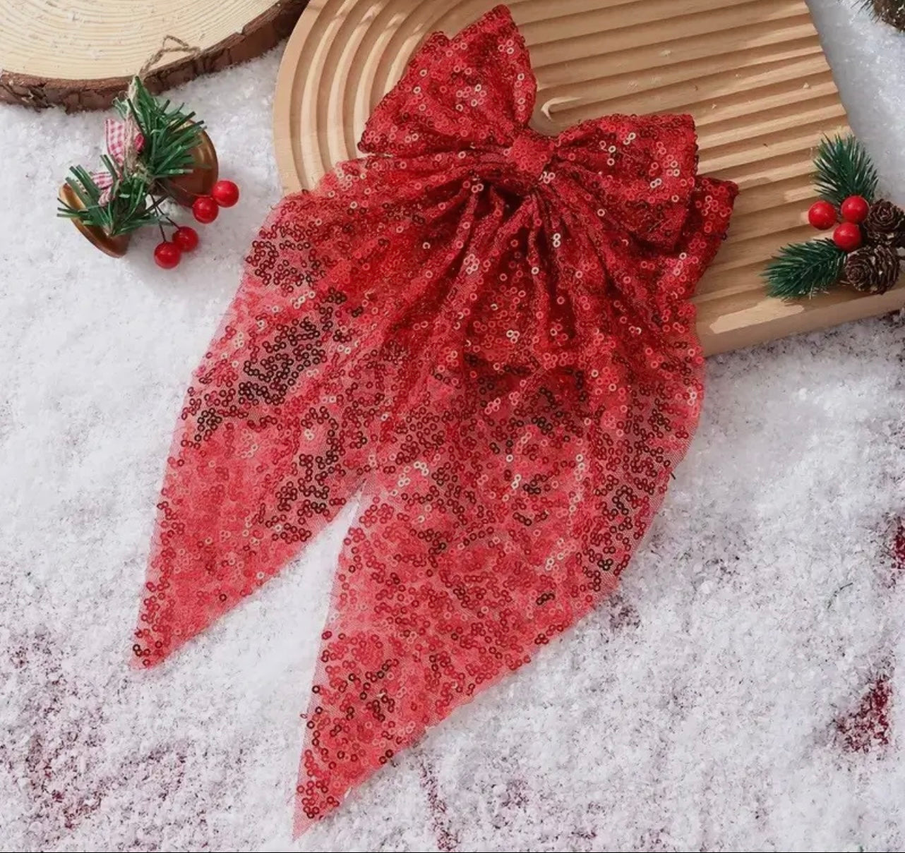 Red sequin bow