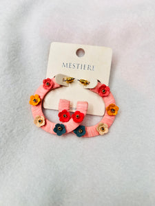 Pink flower hoops