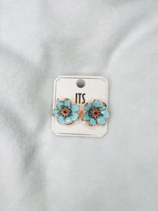Sky blue flower studs