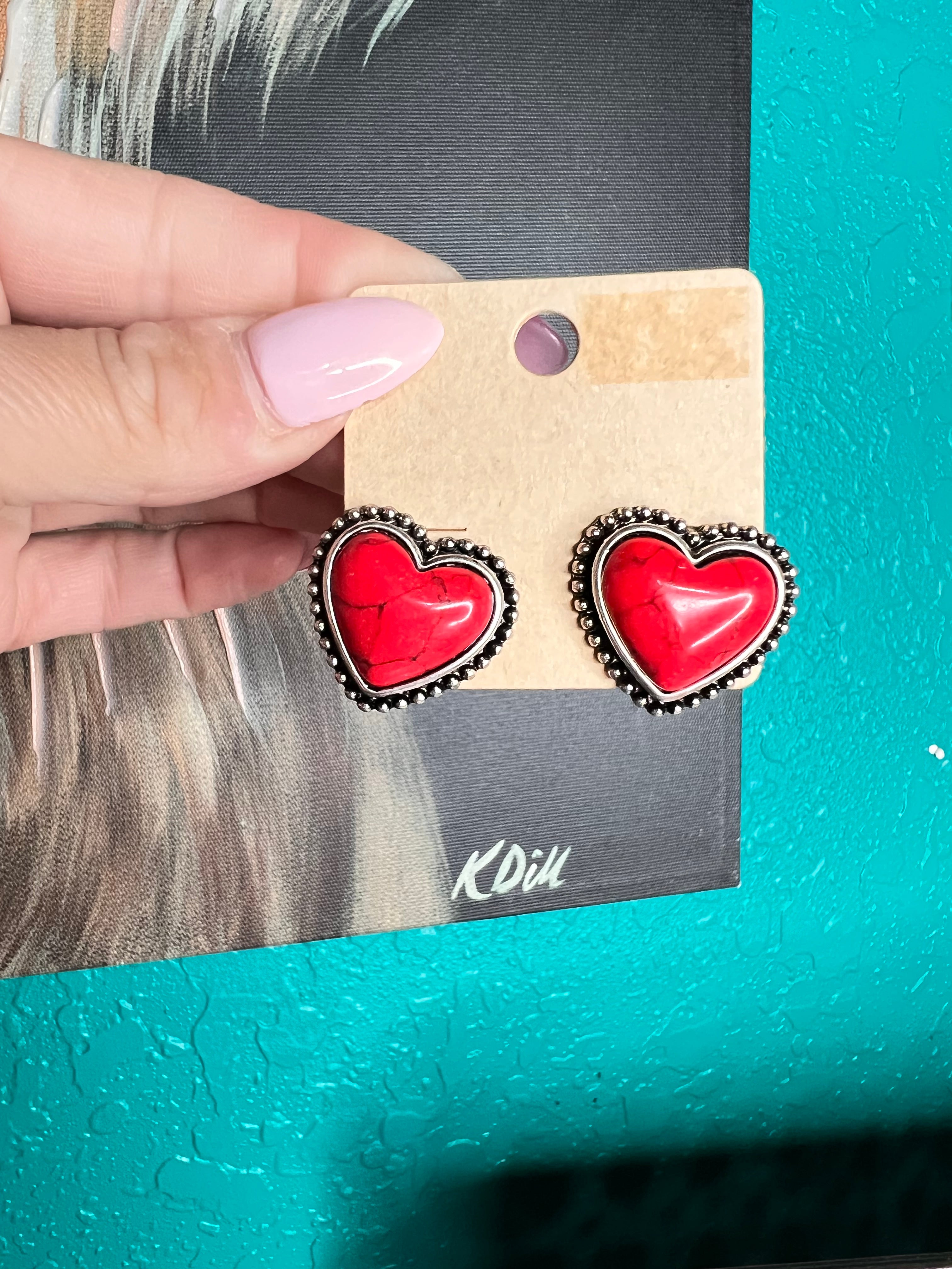 Red heart earrings
