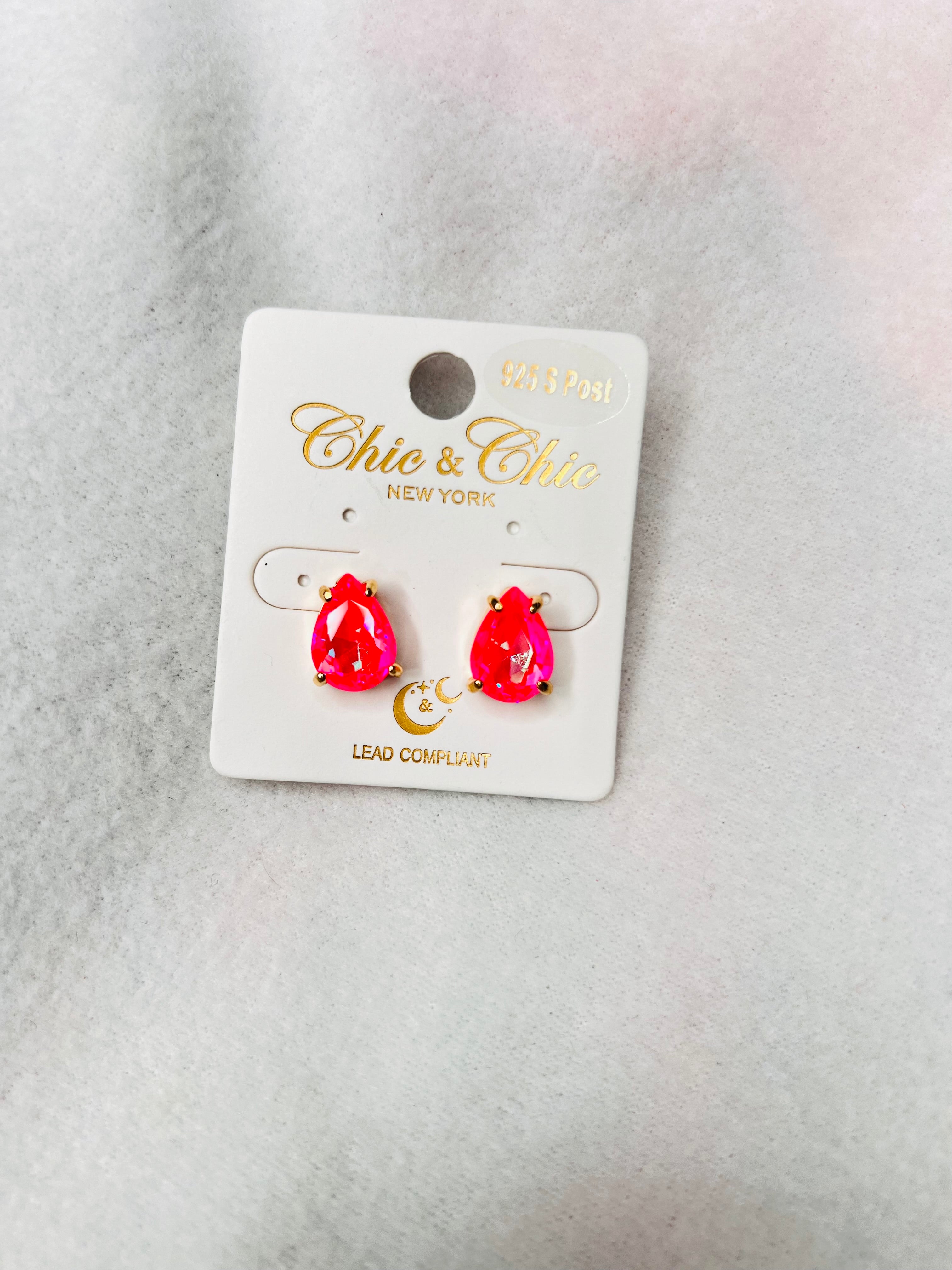 Pink drop studs
