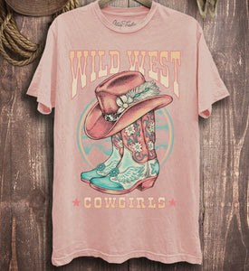 Wild West coral mineral wash tee