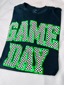 Game day puff green metallic tee