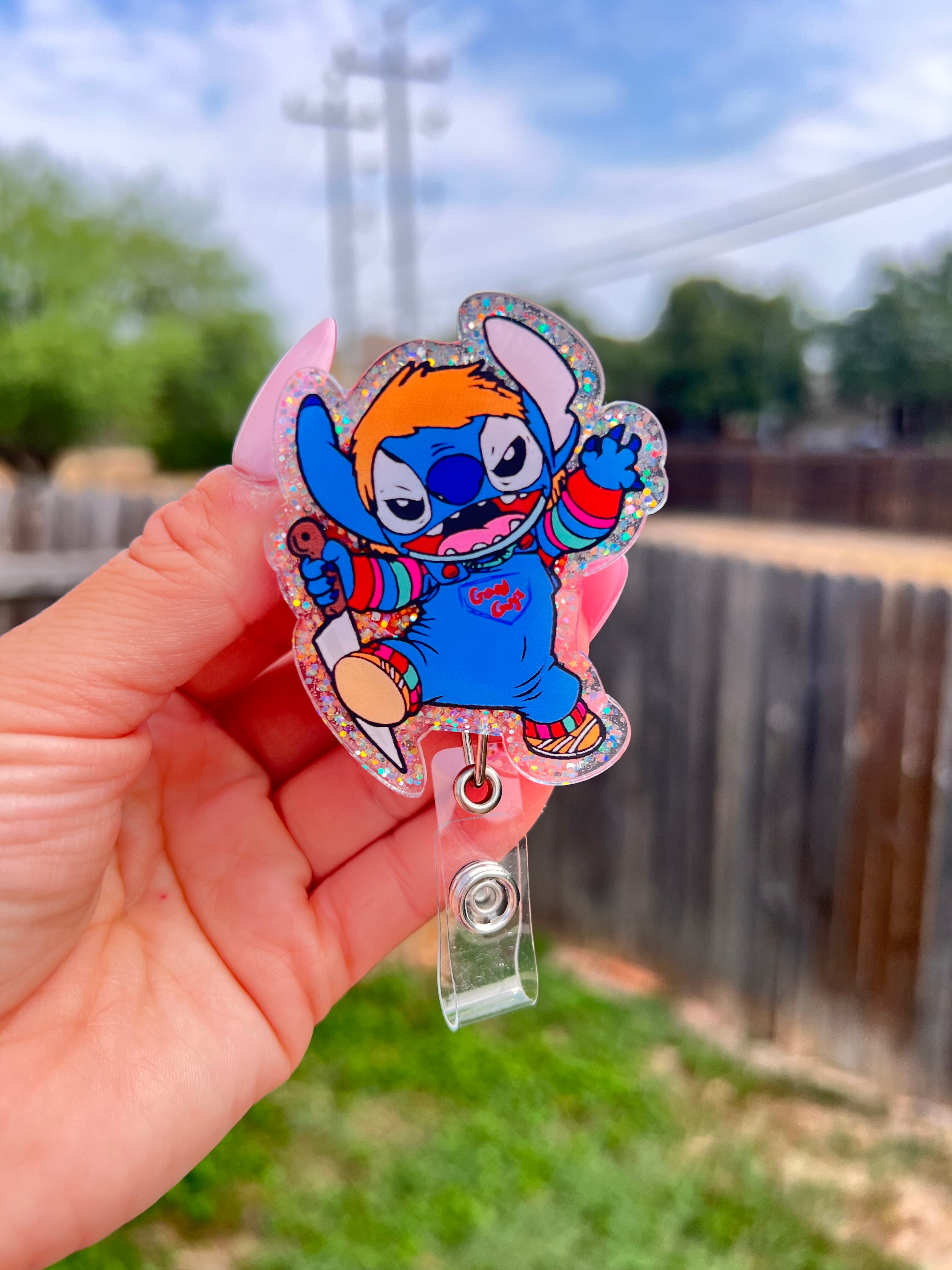 Stitch Chucky badge