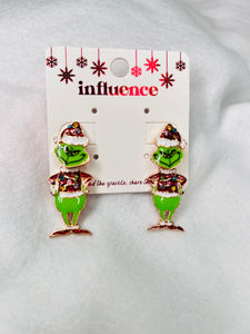 Red Grinch dangle earrings
