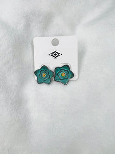 Turquoise flower studs
