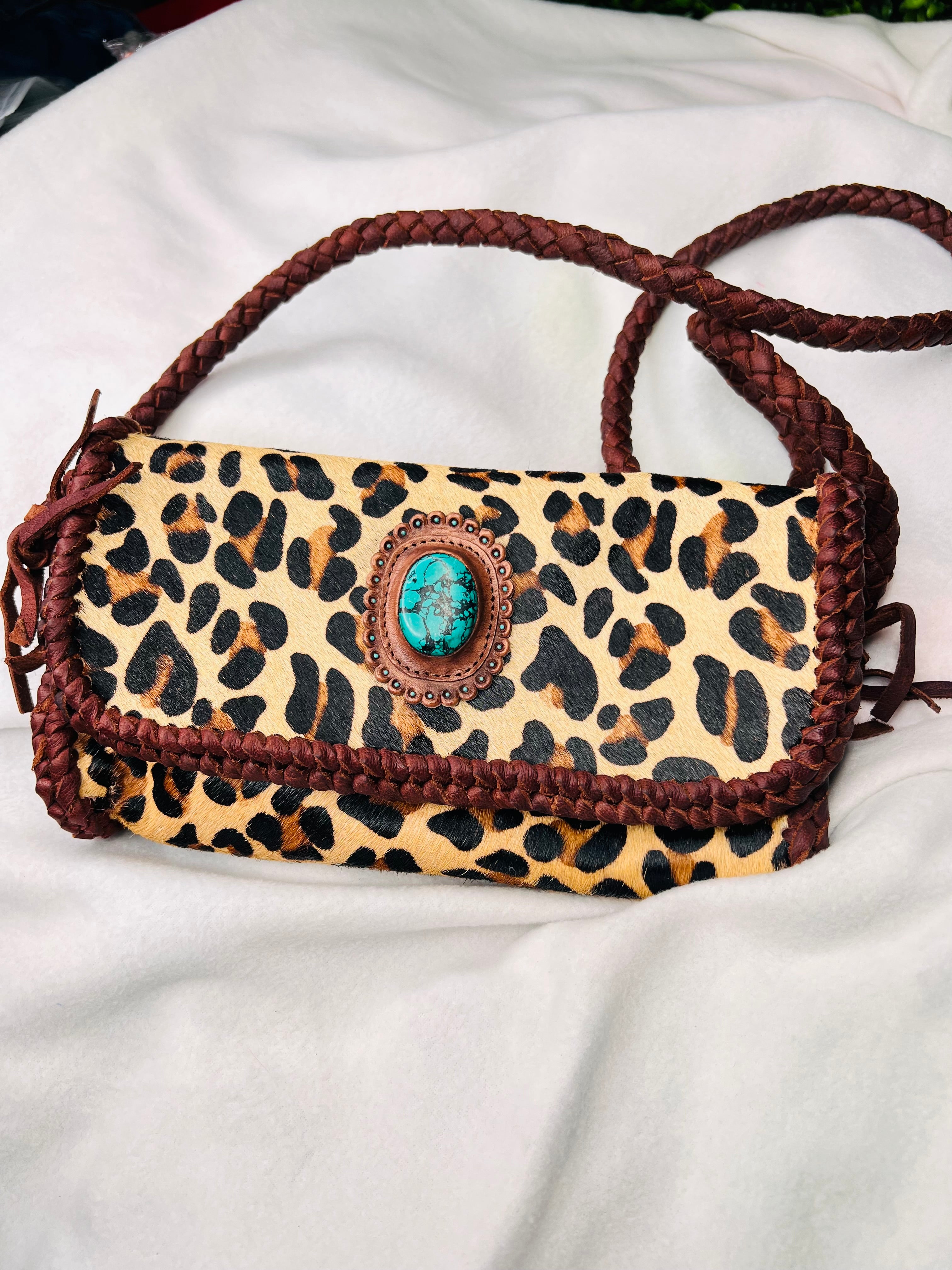 Genuine, leather, American, darling leopard Crossbody