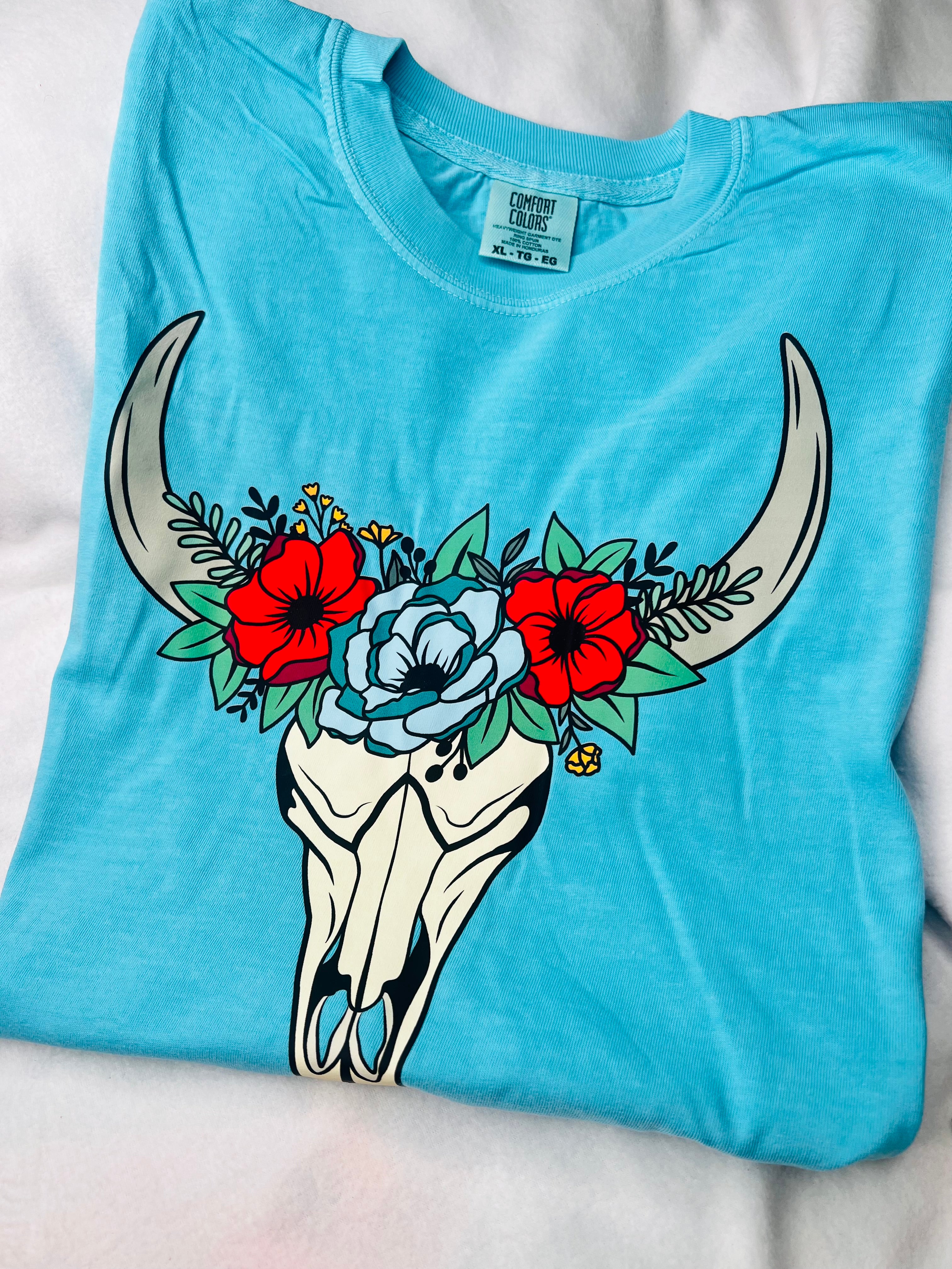 Floral Aztec turquoise tee