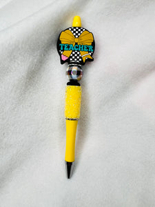 Yellow checkered teacher pen