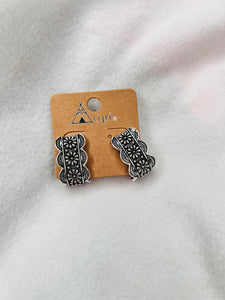 Silver Aztec Western cuff earrings