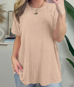 Tan ribbed stretchy basic