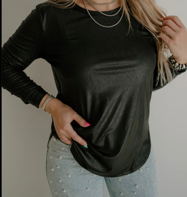 Swanky faux leather long sleeve black