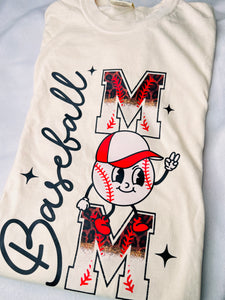 Baseball mom letters tee