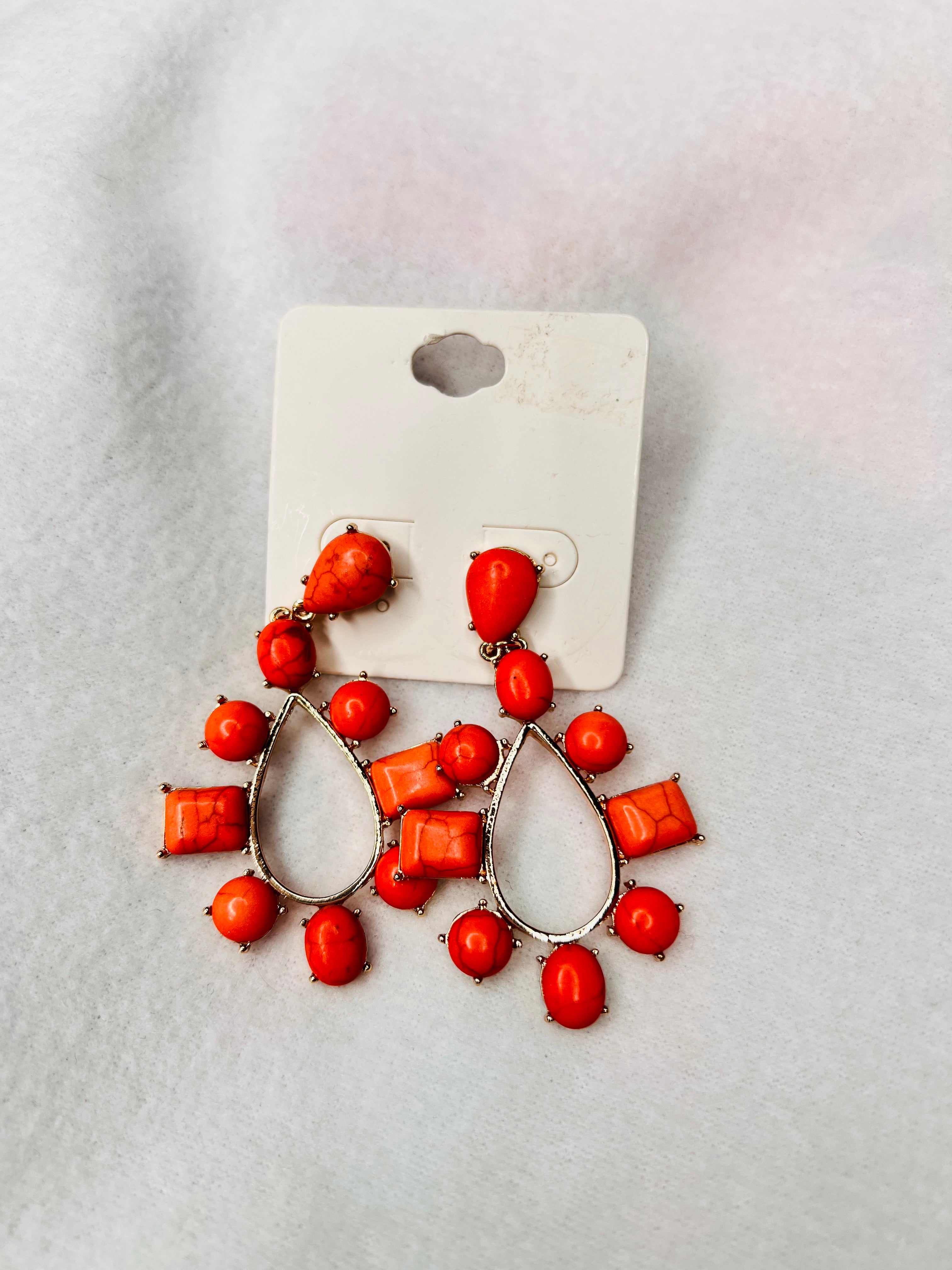 Orange rust dangle earrings