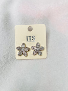 Silver pearl flower studs