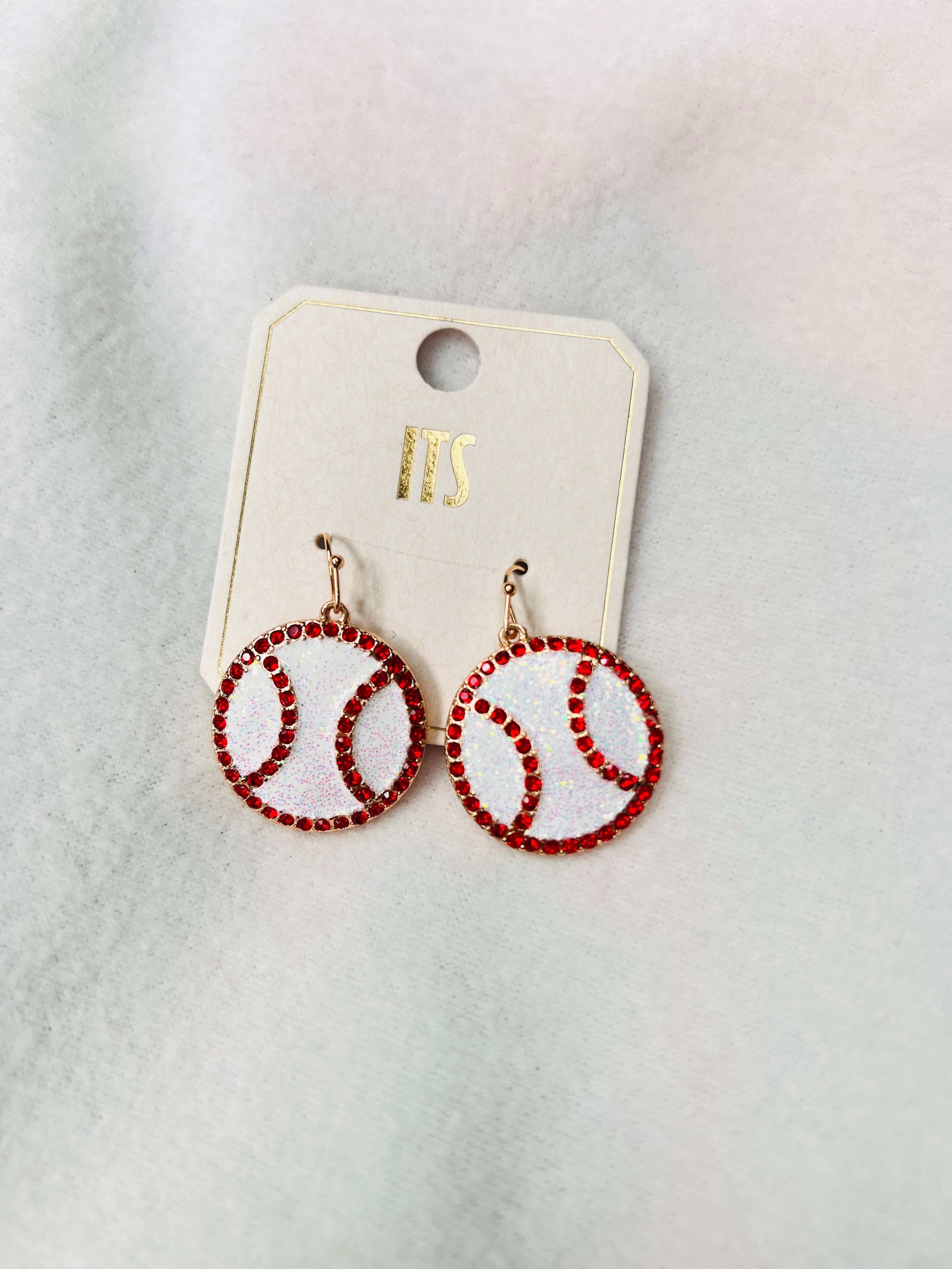 Glitter baseball dangle earrings
