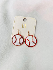 Glitter baseball dangle earrings