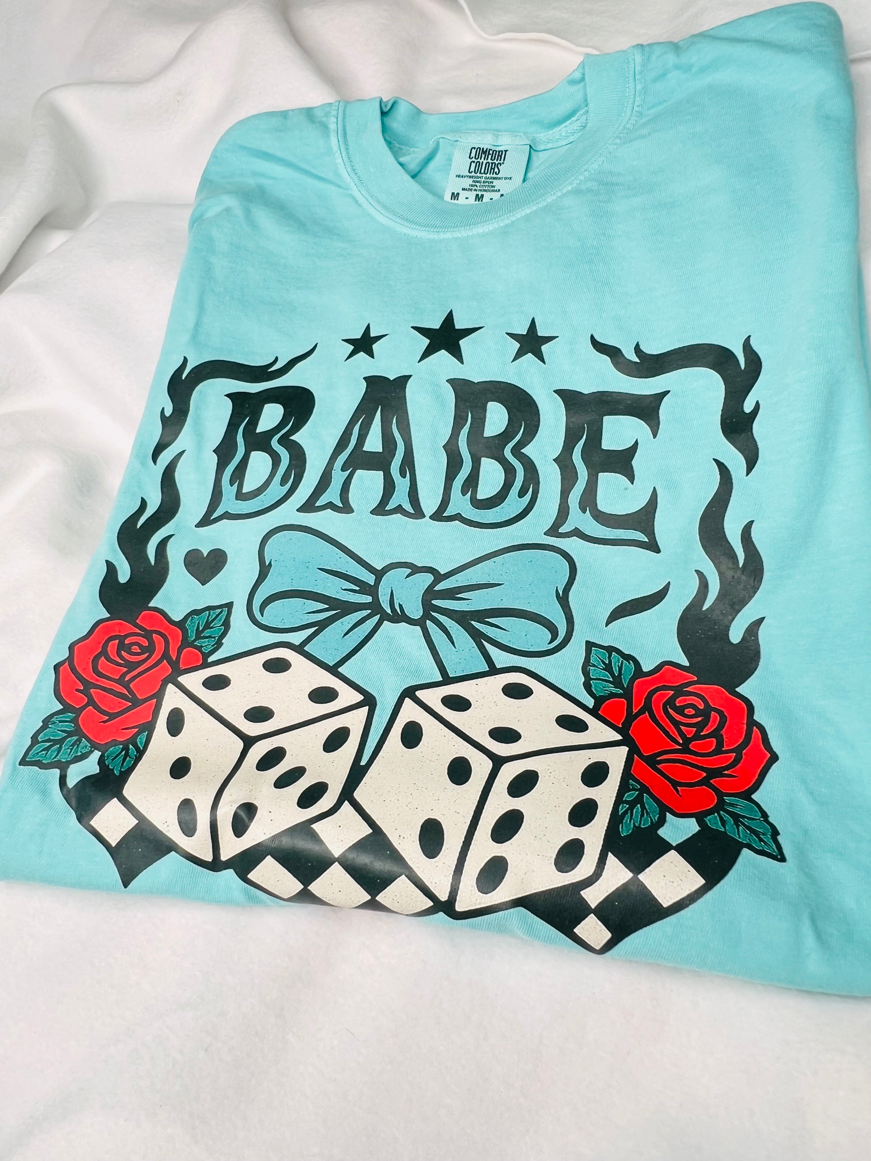 Turquoise Babe dice tee