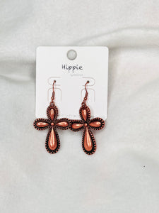 Bronze cross earrings
