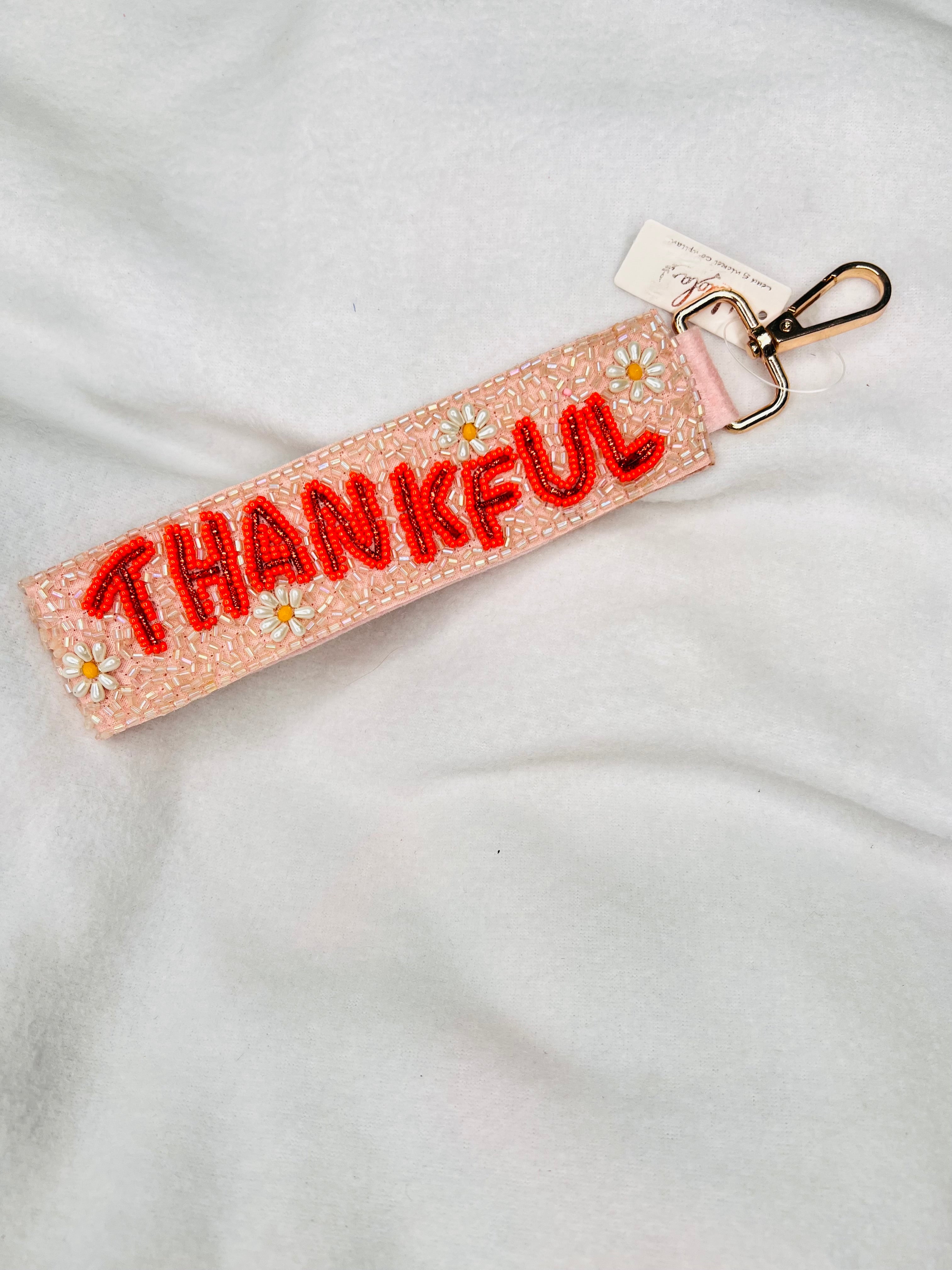 Thankful, keychain wristlet