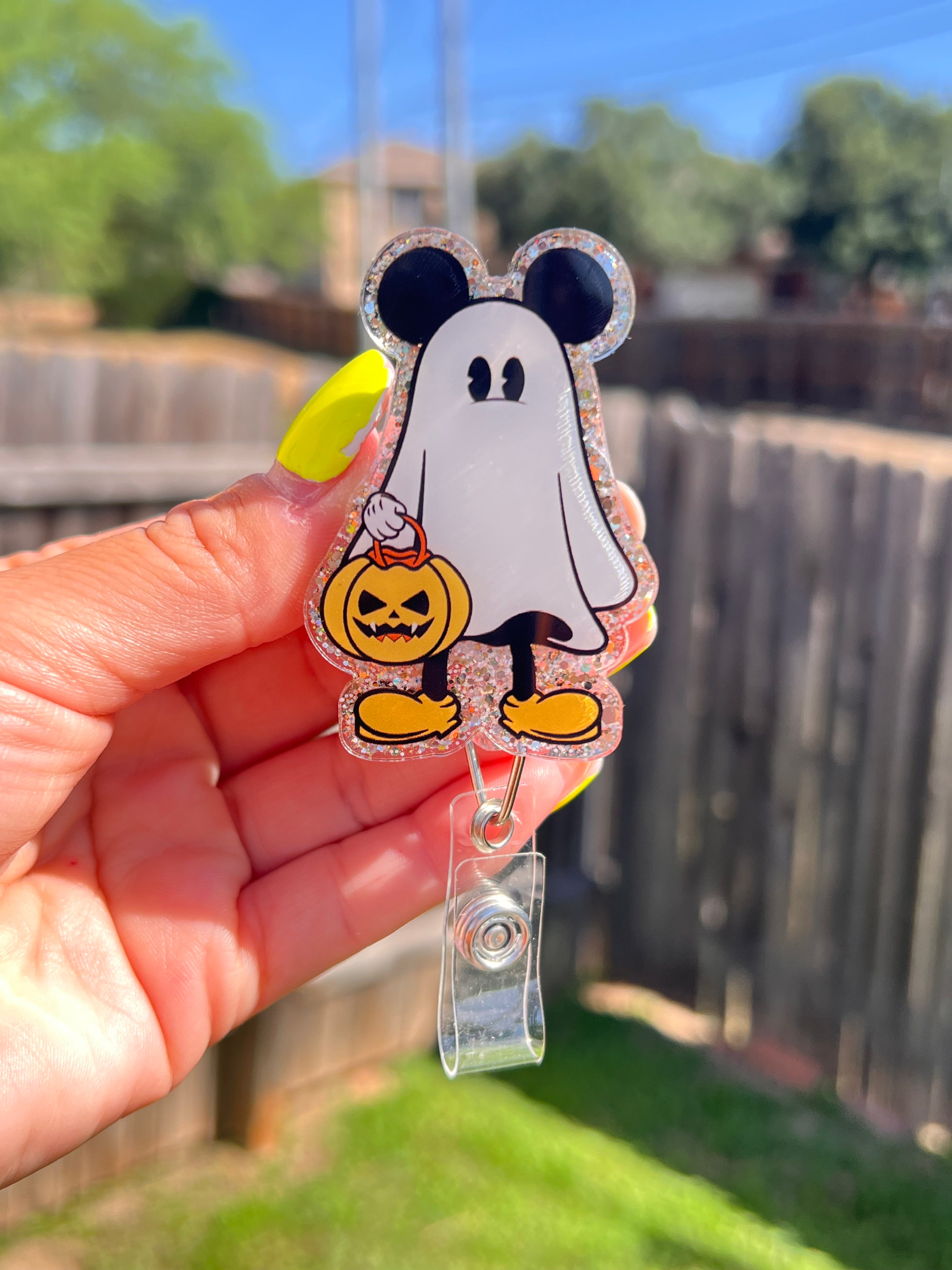 Mickey ghost badge