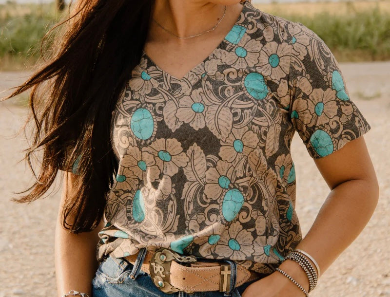Tattoos on this town V-neck top