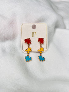 Puzzle piece, dangle earrings