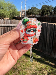 Chilly snow man badge