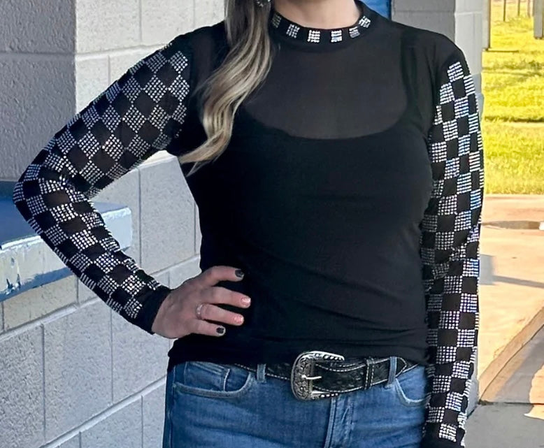 Checked in black mesh up