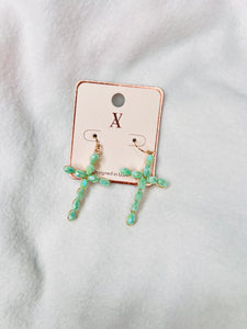 Turquoise cross dangle earrings