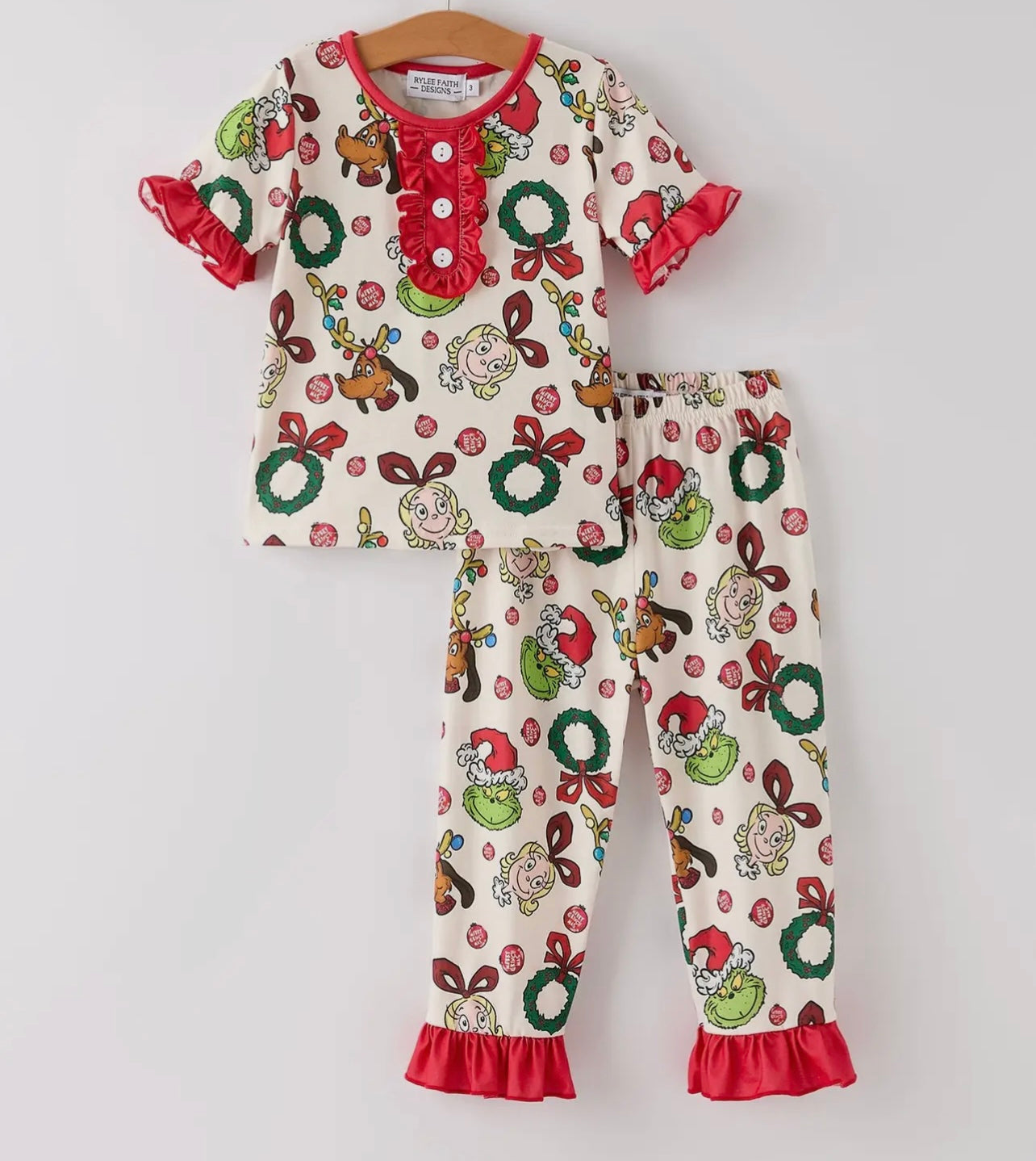 Grinch ruffled jammies
