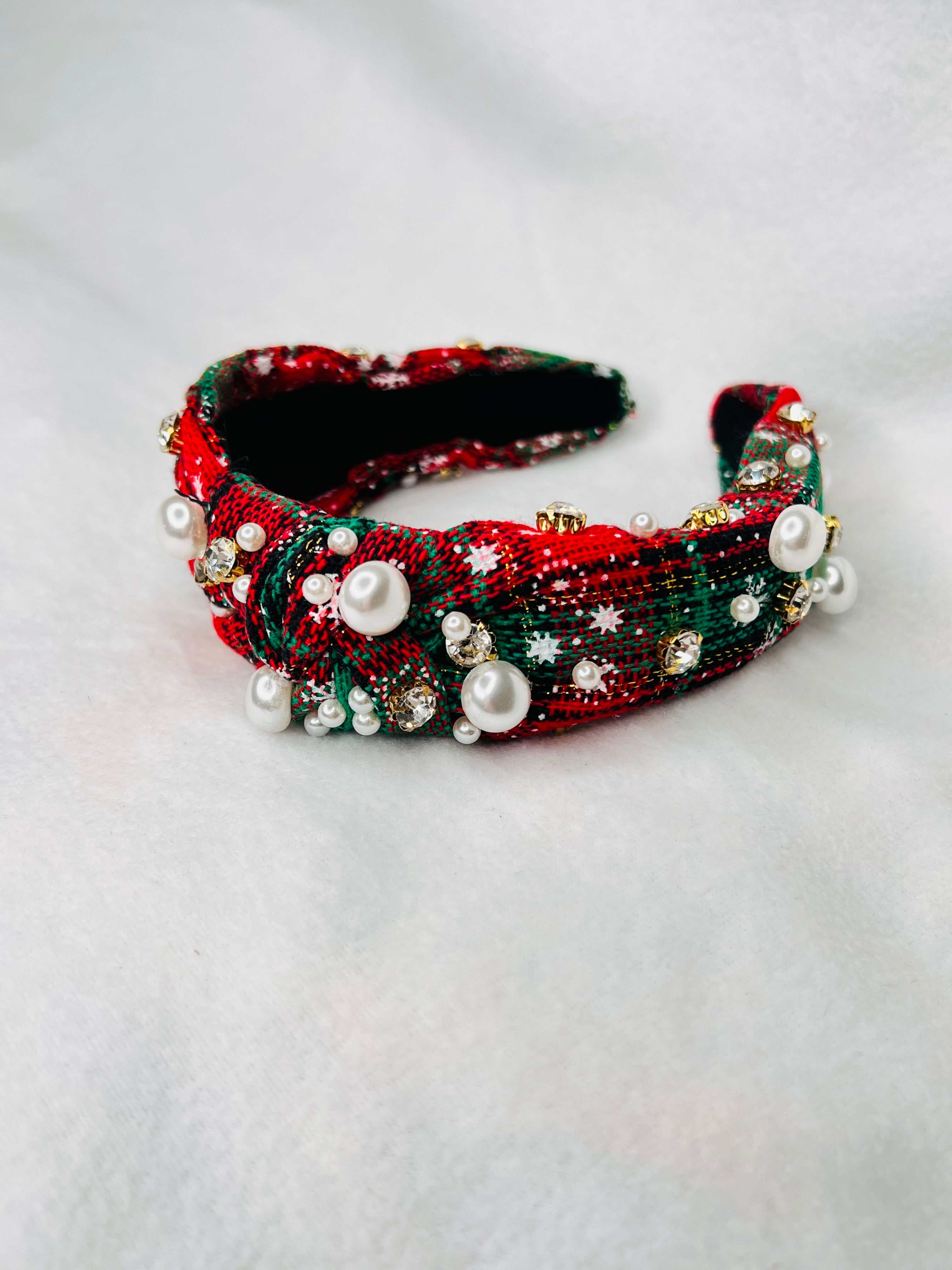 Green pearl beaded headband