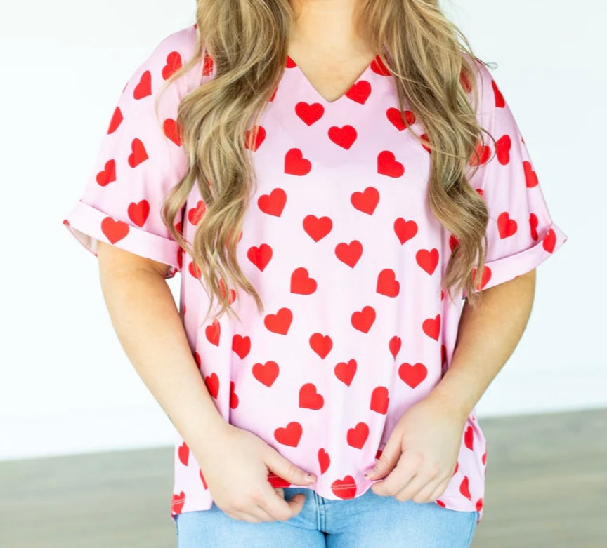 Light pink red heart top