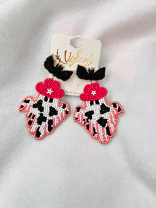Pink Western ghost dangle earrings