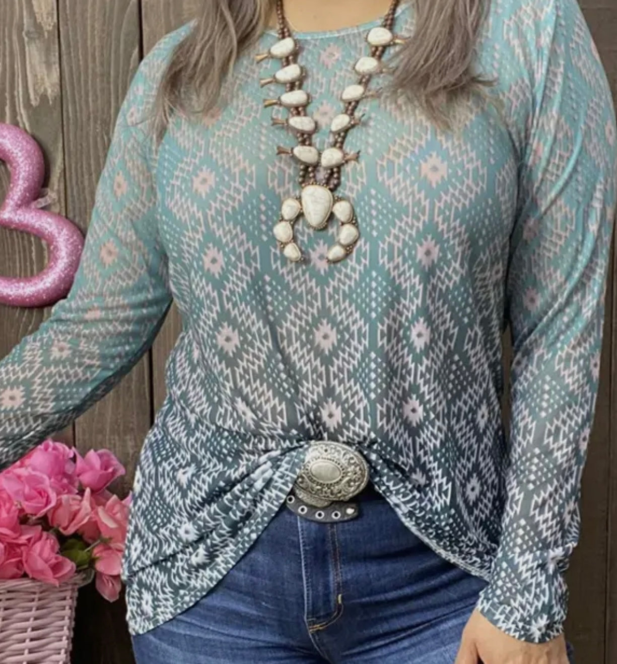 Goldie turquoise sheer top