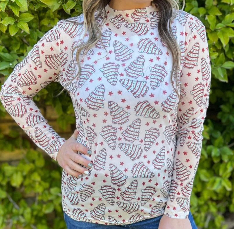 Snowflakes and tree cakes mesh top