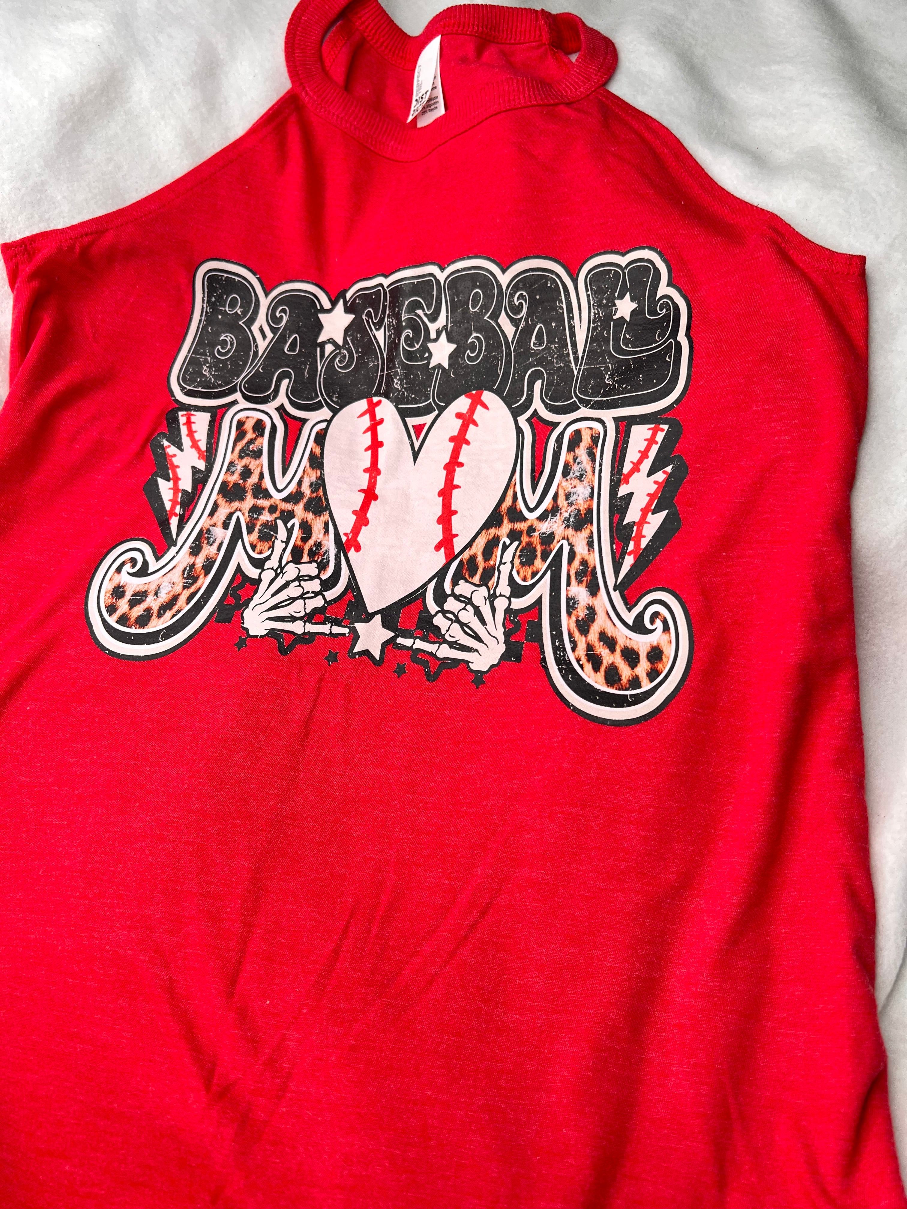 Baseball Mom tank red