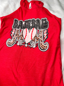 Baseball Mom tank red