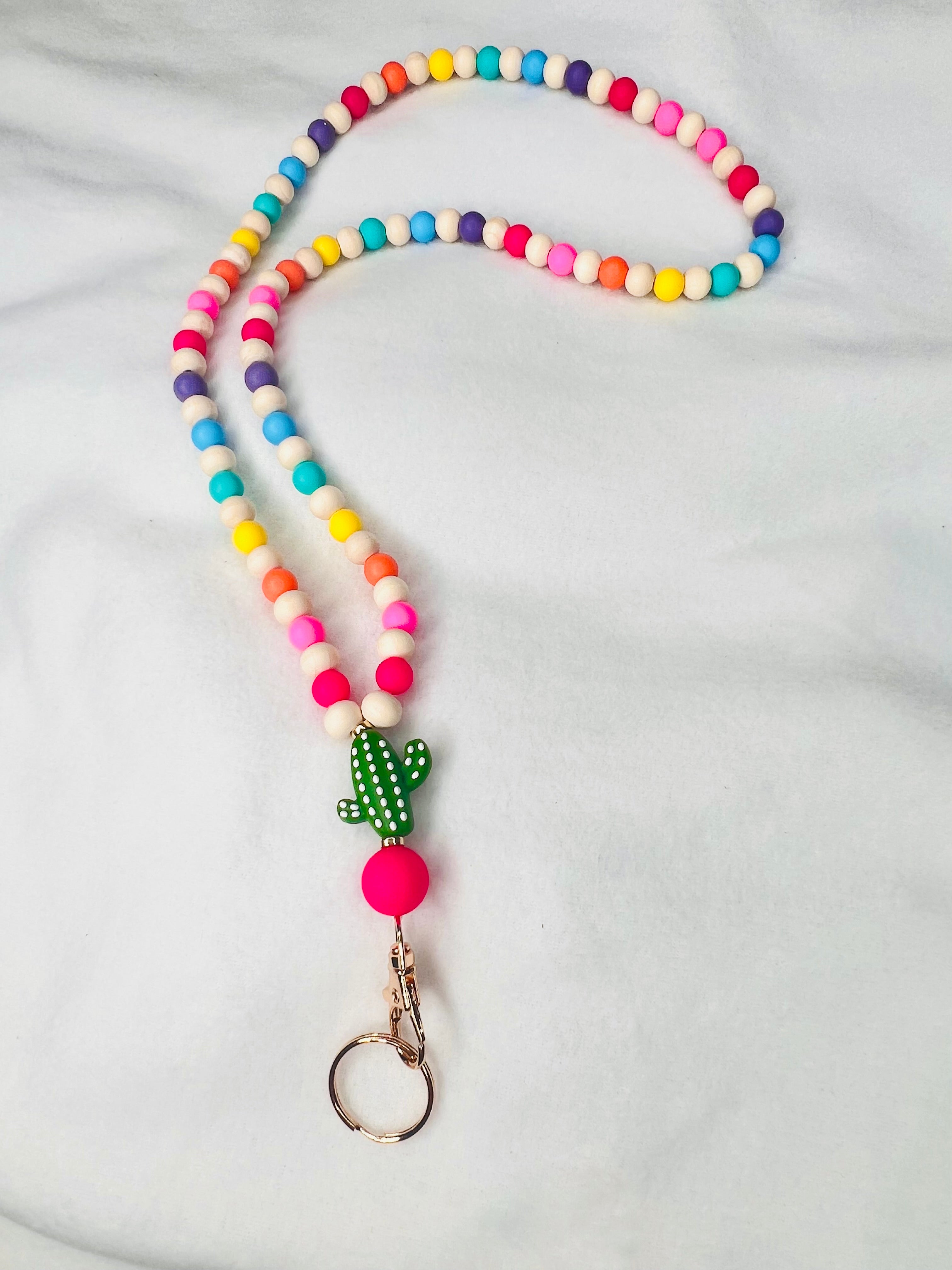 Cactus beaded lanyard