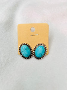 Turquoise stone oval studs