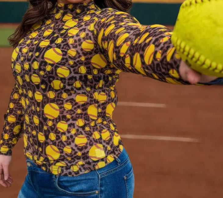 Show them how it’s done leopard softball mesh top