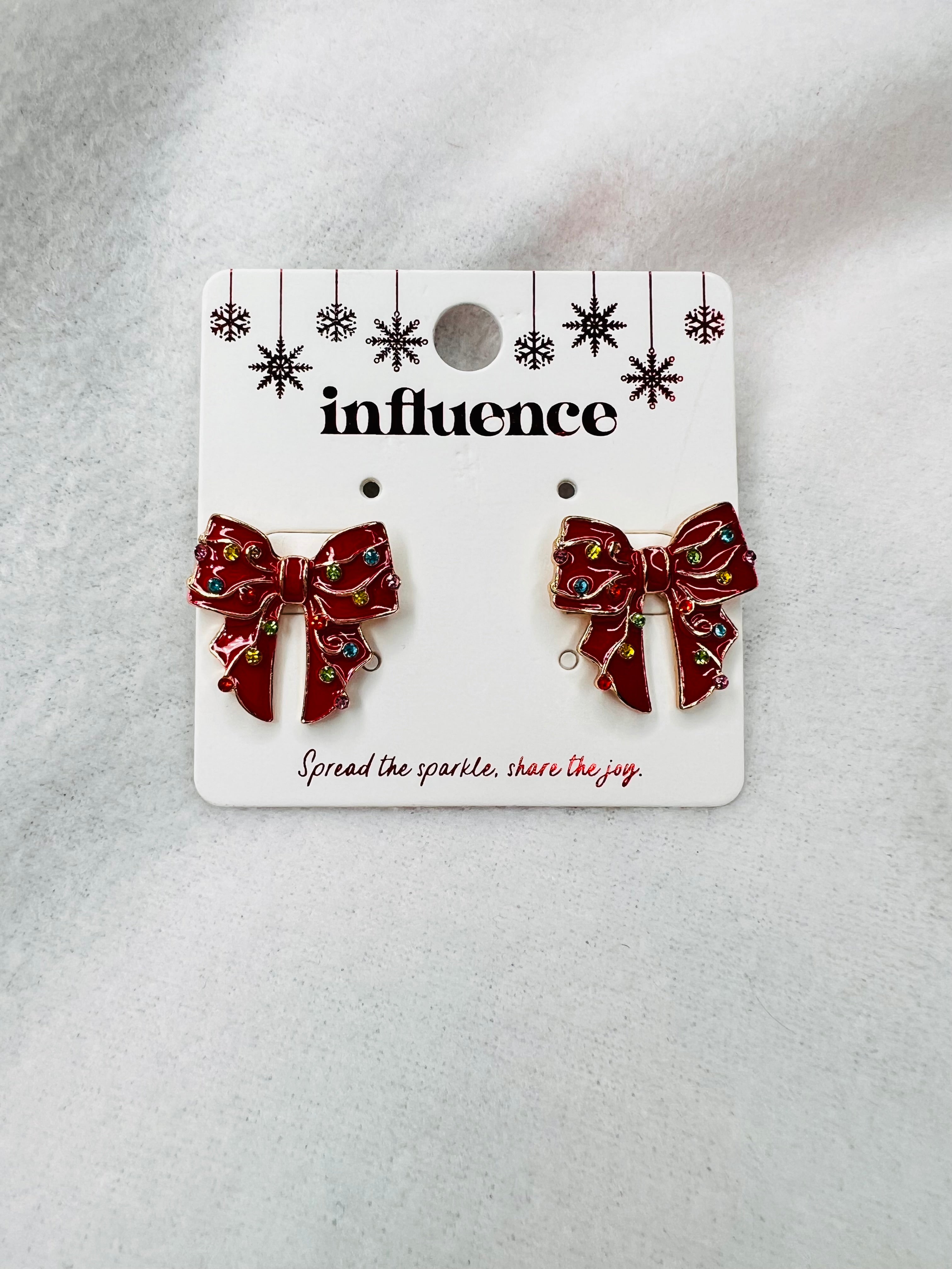Red bow light earrings