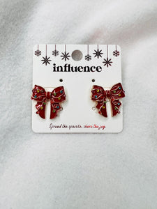 Red bow light earrings