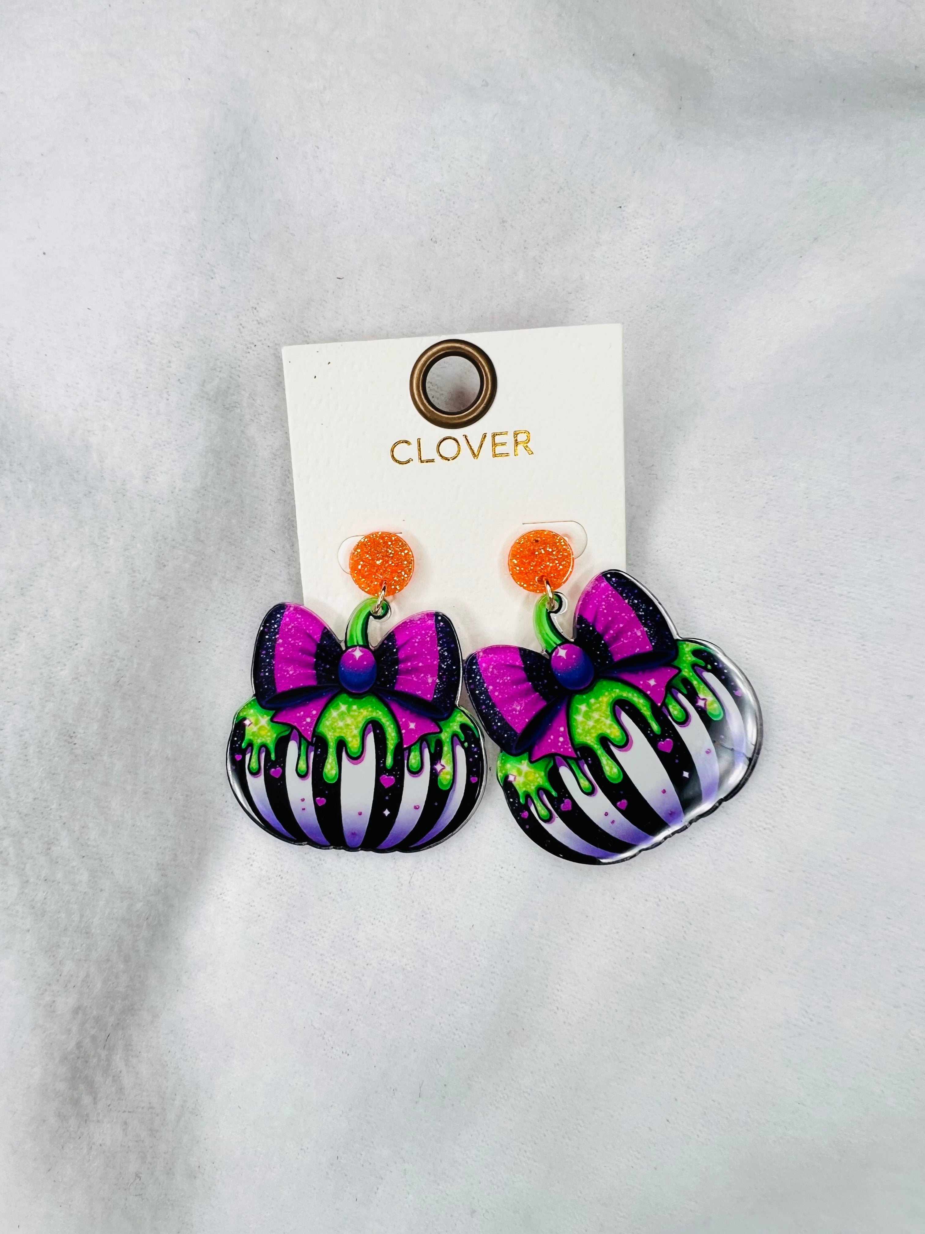 Beetlejuice pumpkin dangle earrings