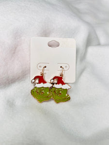 Grinch face dangle earrings