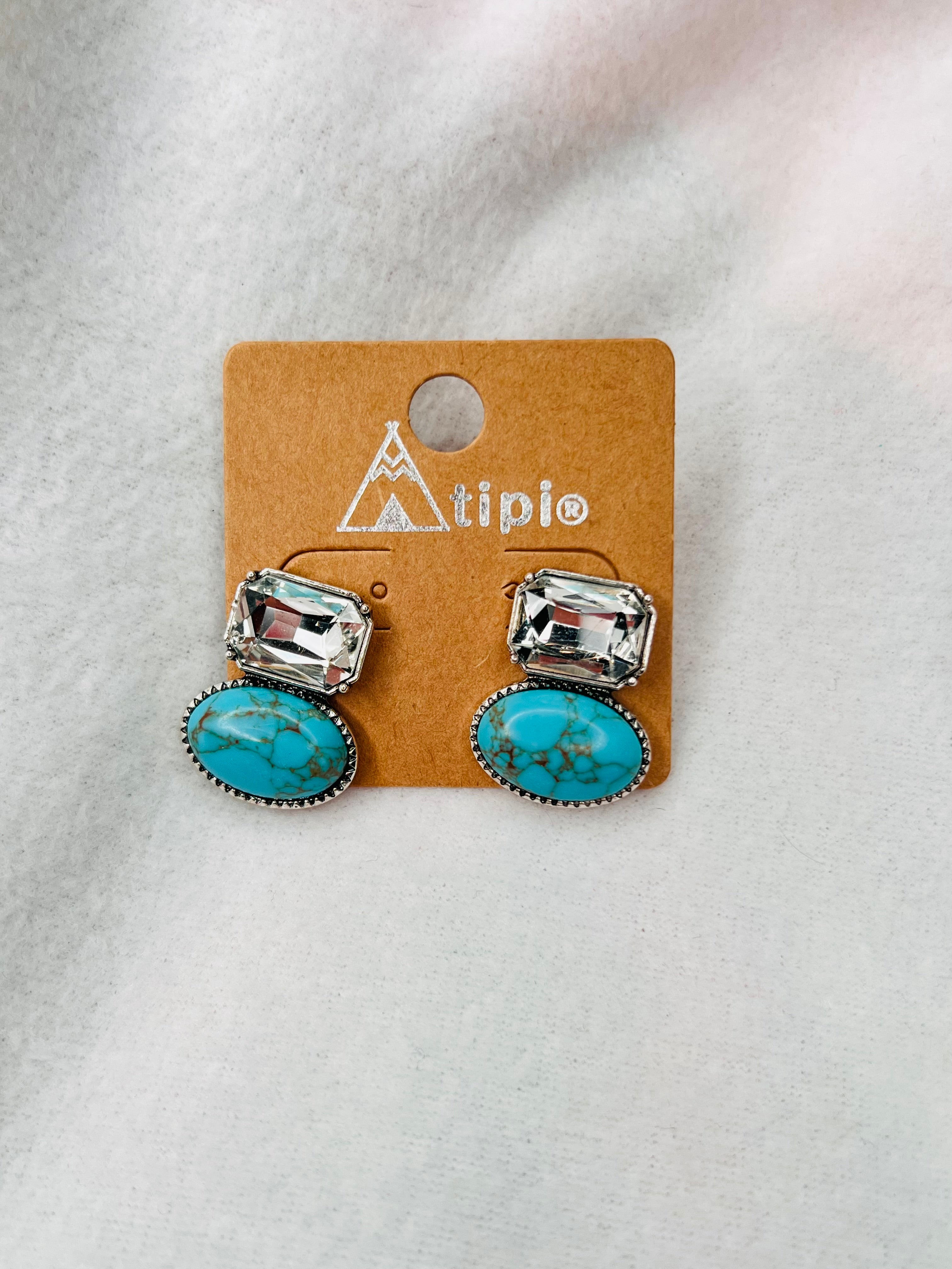 Silver turquoise stone western studs