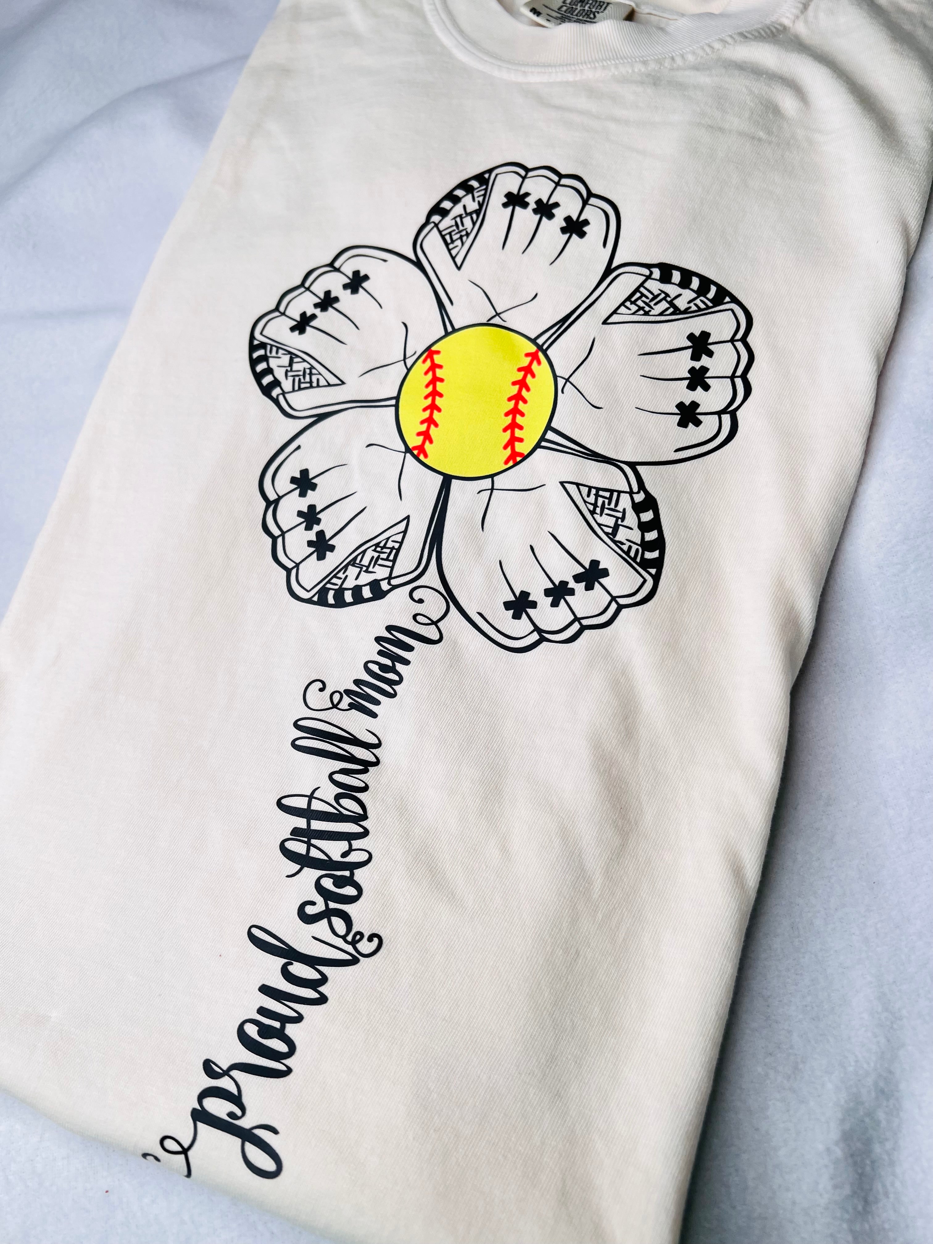 Proud softball, mom tee