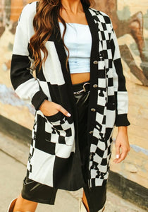 Checkity check long cardigan