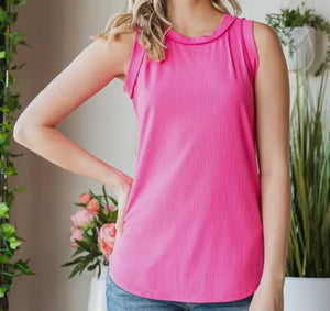Hot pink ribbed tank