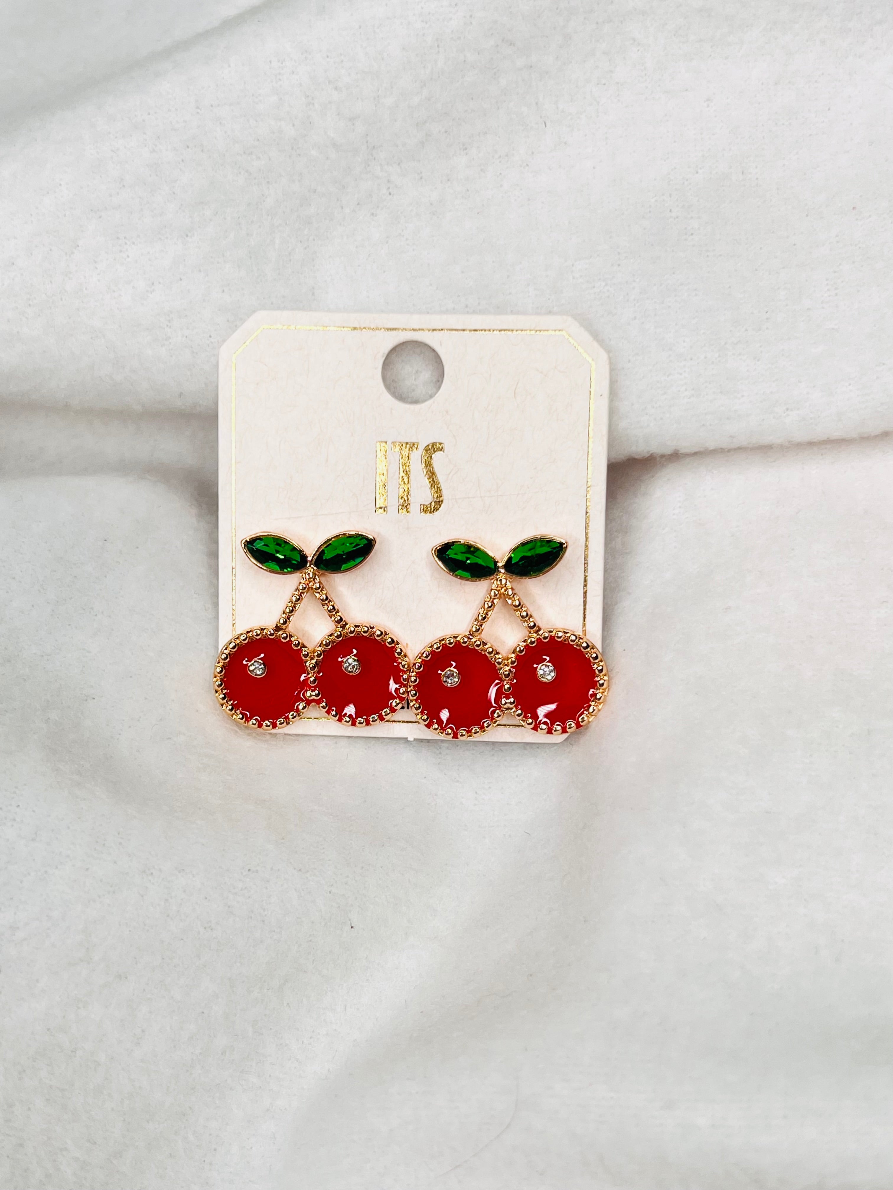 Cherry gold rimmed studs